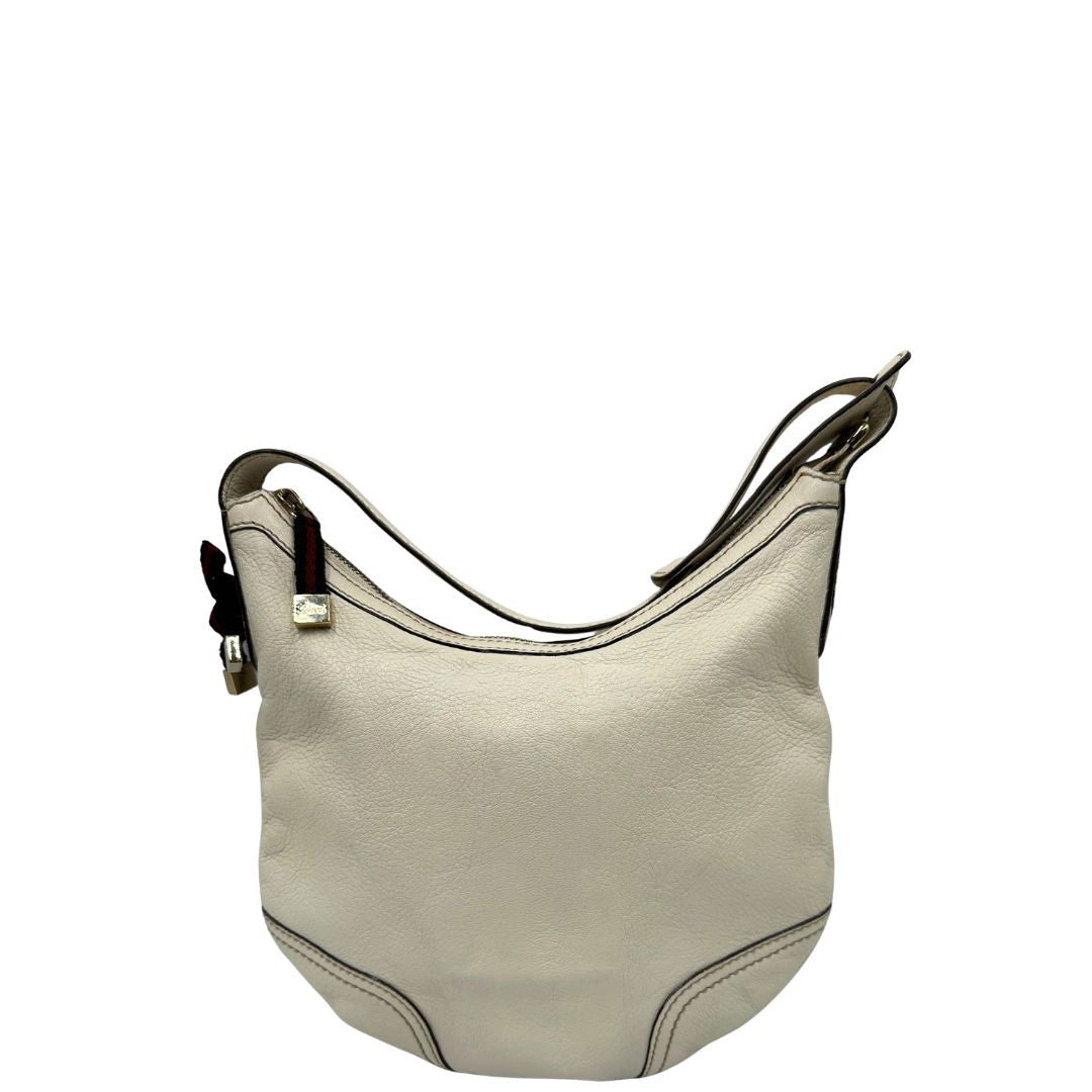 retro Mini Hobo Gucci in pelle impreziosita da fiocco Web blu e rosso, di lusso, originale, ottime condizioni, usata. 