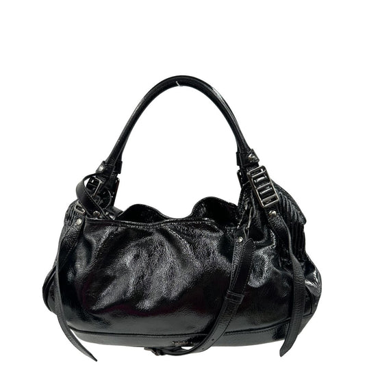 front Borsa a spalla Burberry in pelle nera lucida, di lusso, originale, ottime condizioni, usata. 
