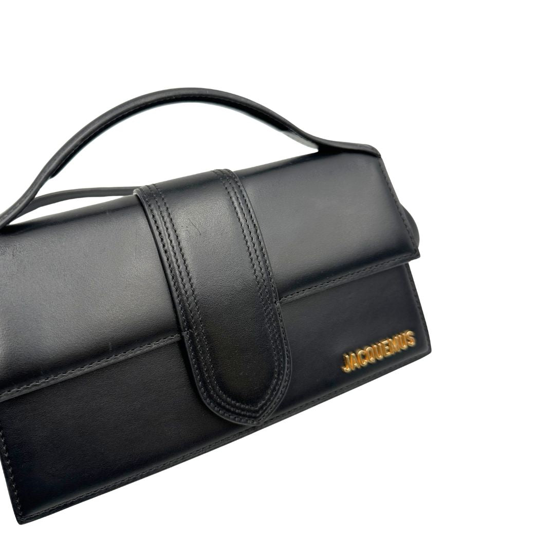 Borsa Jacquemus nella versione Le Grand Bambino in pelle nera, di lusso, originale, ottime condizioni, usata- 