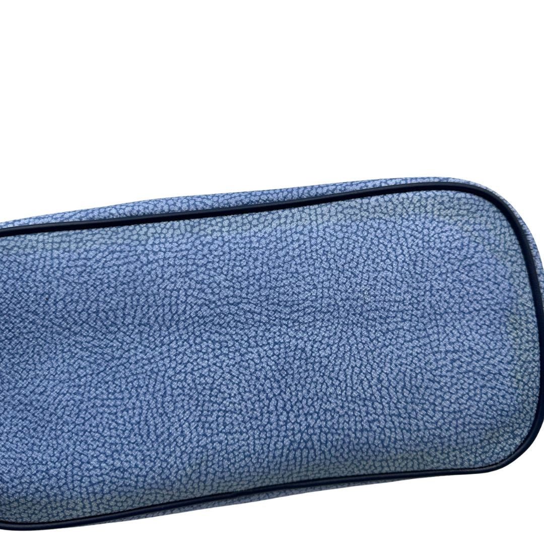 base  Shopping Borbonese con trama occhio di pernice sui toni del blu, di lusso, originale, usat 