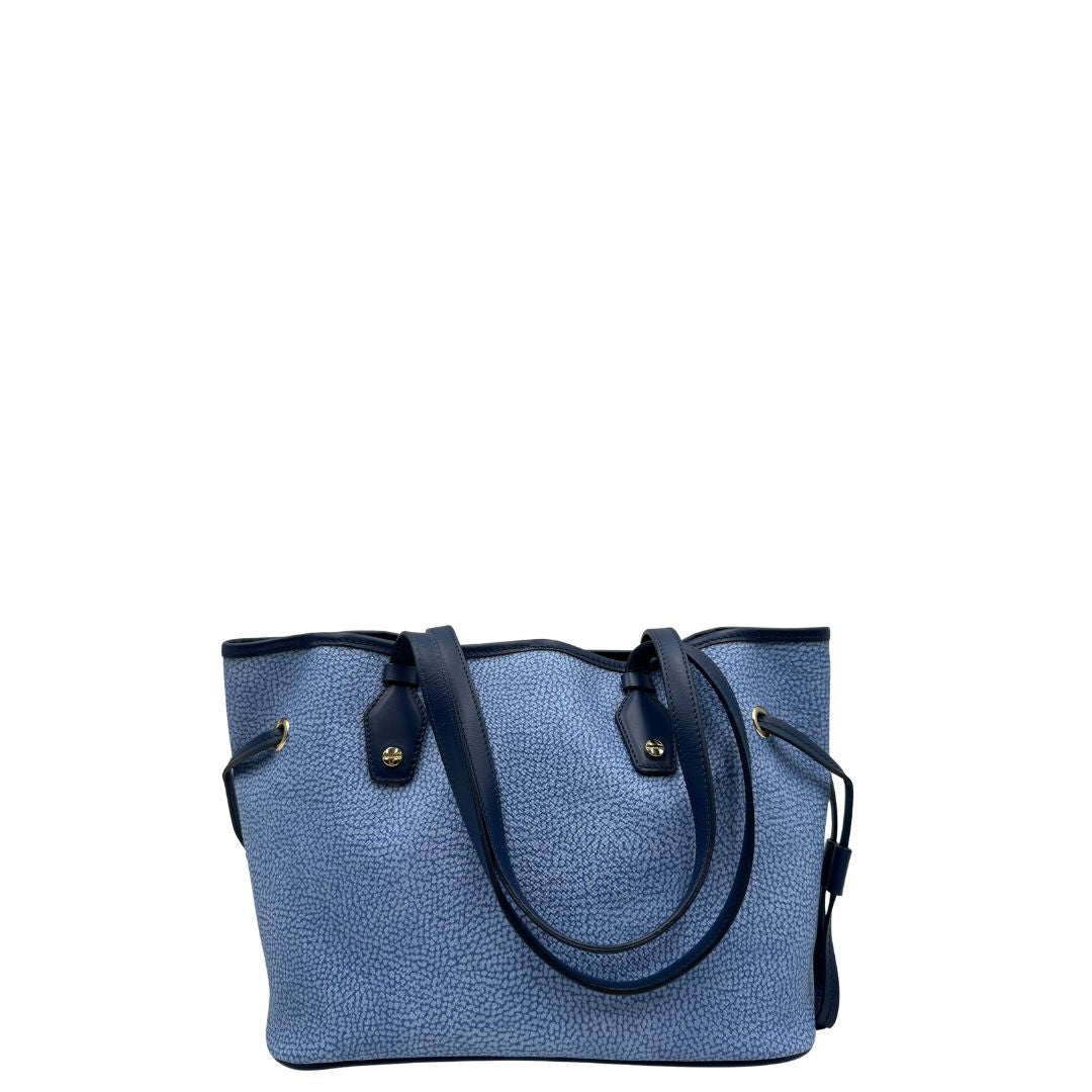 retro  Shopping Borbonese con trama occhio di pernice sui toni del blu, di lusso, originale, usat 