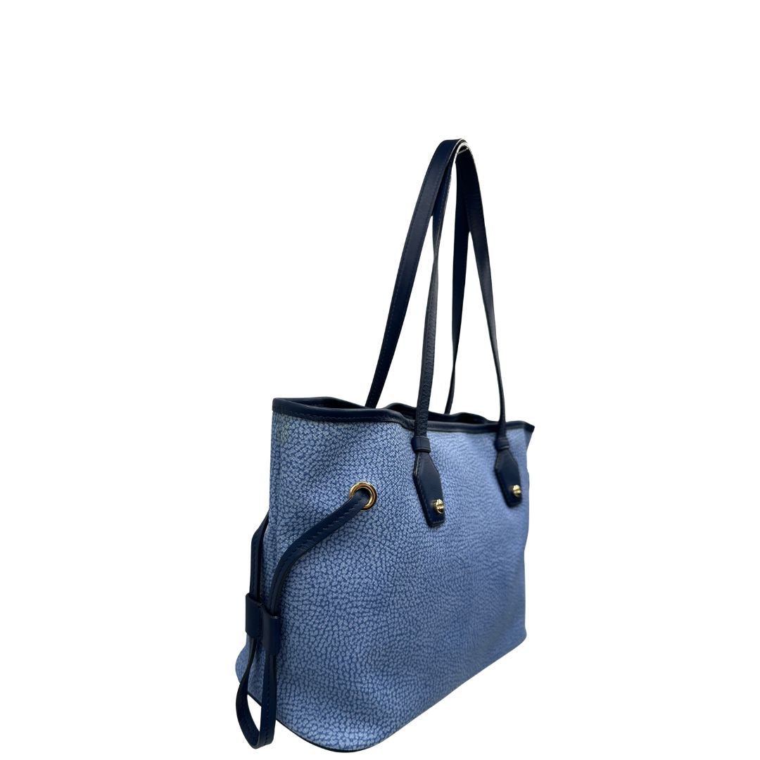  Shopping Borbonese con trama occhio di pernice sui toni del blu, di lusso, originale, usat