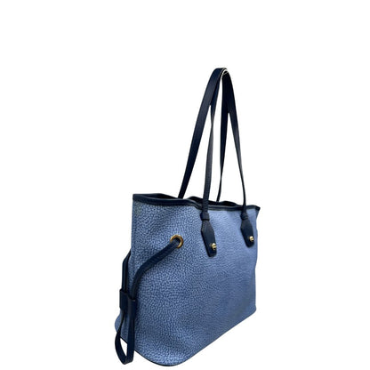 Shopping Borbonese con trama occhio di pernice sui toni del blu, di lusso, originale, usat