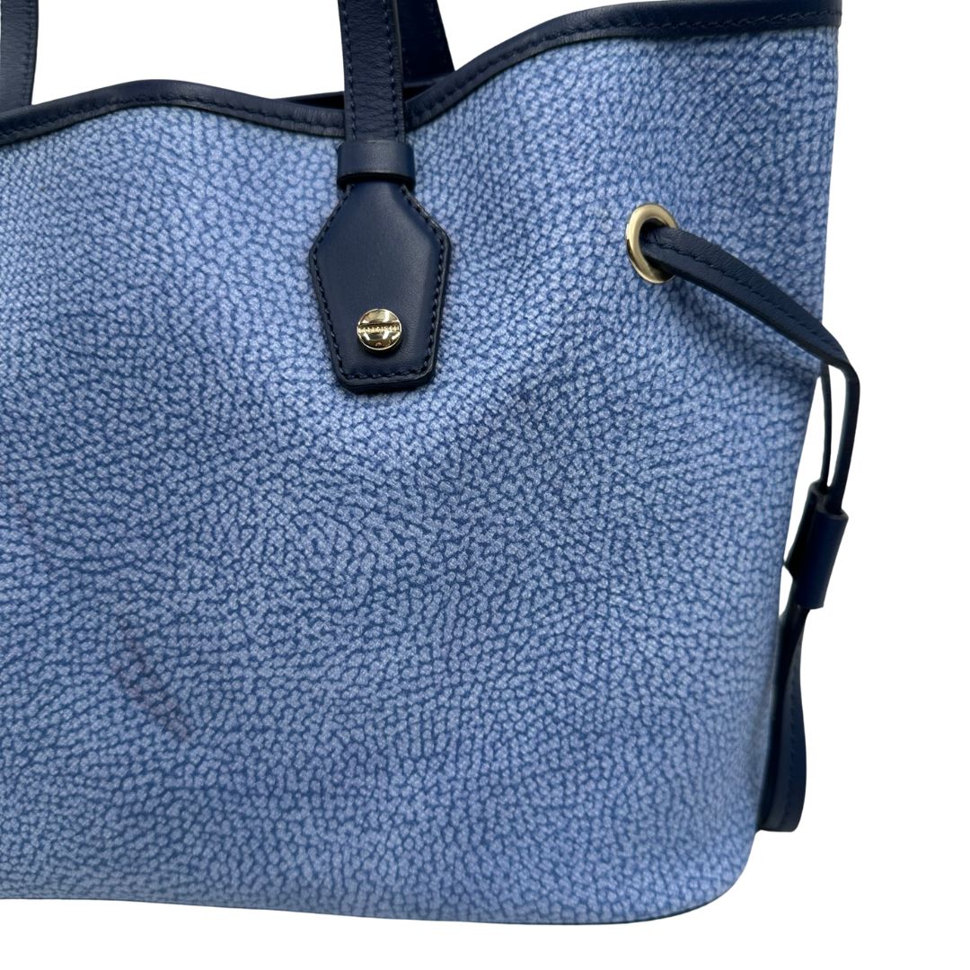  Shopping Borbonese con trama occhio di pernice sui toni del blu, di lusso, originale, usatv