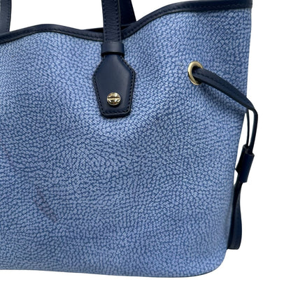  Shopping Borbonese con trama occhio di pernice sui toni del blu, di lusso, originale, usatv