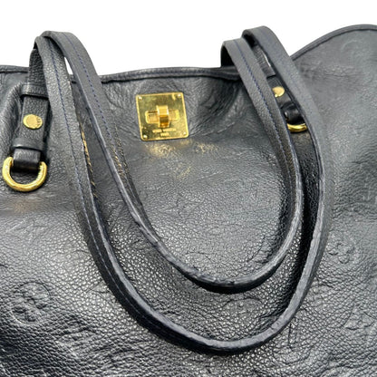 manici Borsa Louis Vuitton in pelle blu monogram empreinte, di lusso, originale, ottime condizioni, usata. 
