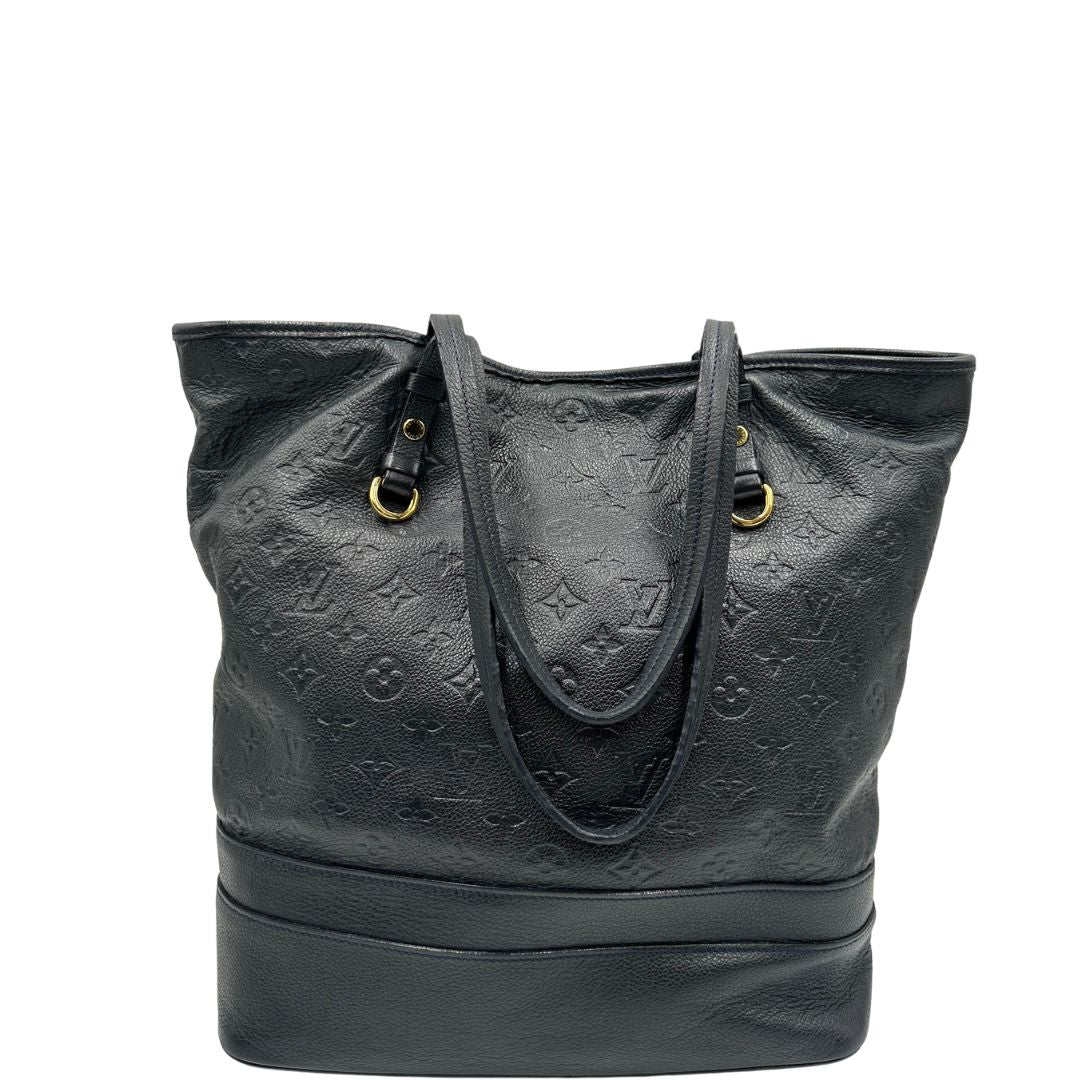 retro Borsa Louis Vuitton in pelle blu monogram empreinte, di lusso, originale, ottime condizioni, usata. 