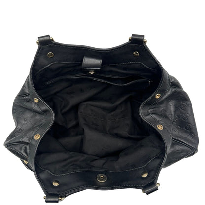 interno Borsa Gucci in pelle nera GG, munita di doppi manici, di lusso, originale, ottime condizioni, usata. 