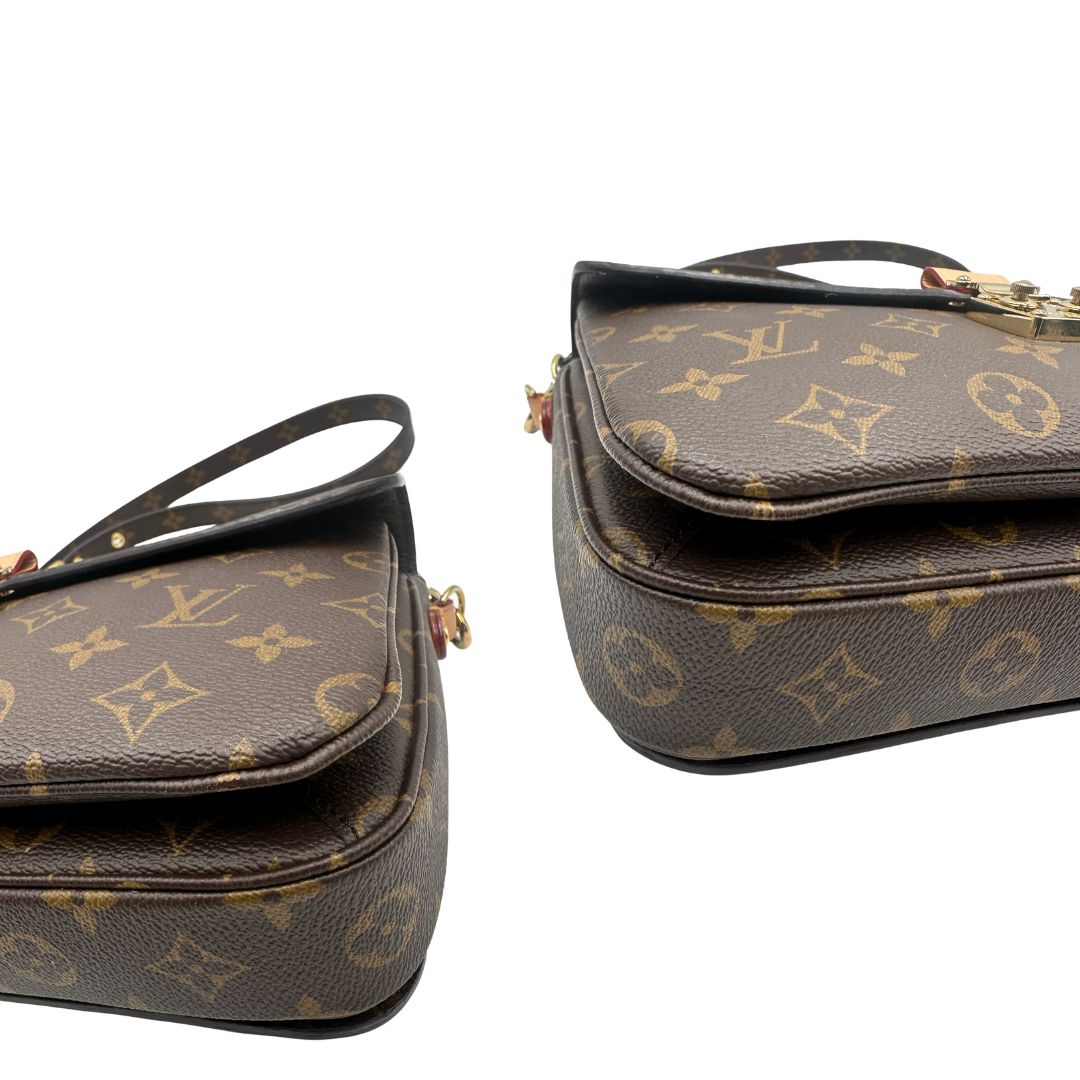 angoli Borsa LV in canvas monogrammato marrone e hardware dorato, indossabile a tracolla o a mano, di lusso, originale, ottime condizioni, usata, originale. 