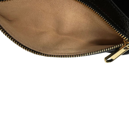 interno  Borsa Gucci in pelle verniciata nera e pelle scamosciata tono su tono, impreziosita da striscia Web verde e rossa, di lusso, originale, ottime condizioni, usata. 