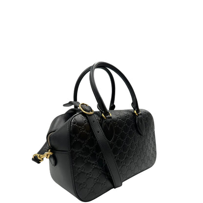 lato Bauletto rigido Gucci in pelle nera Guccissima, di lusso, originale, ottime condizioni, usata. 