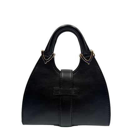 retro  Borsa Stirrup Gucci in pelle nera, indossabile a mano o a tracolla, di lusso, originale, ottime condizioni, usata. 