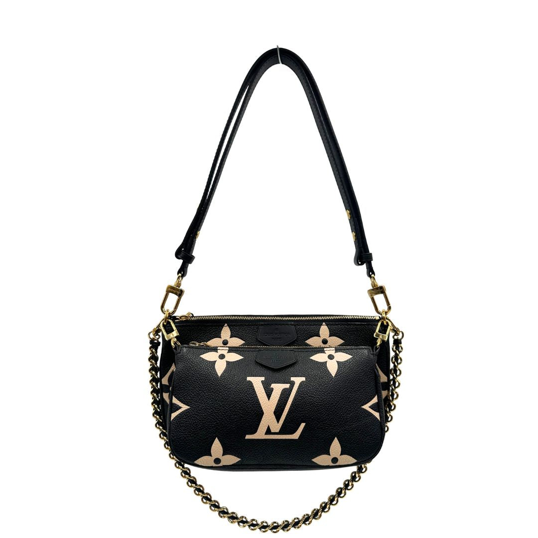 front  Borsa LV in pelle monogram empreinte nera e beige, di lusso, eccellenti condizioni, usata. 