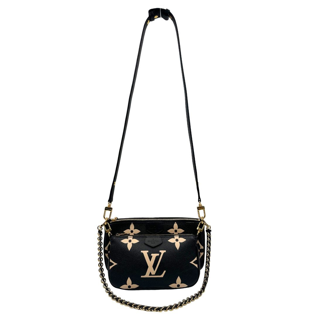 front  Borsa LV in pelle monogram empreinte nera e beige, di lusso, eccellenti condizioni, usata. 
