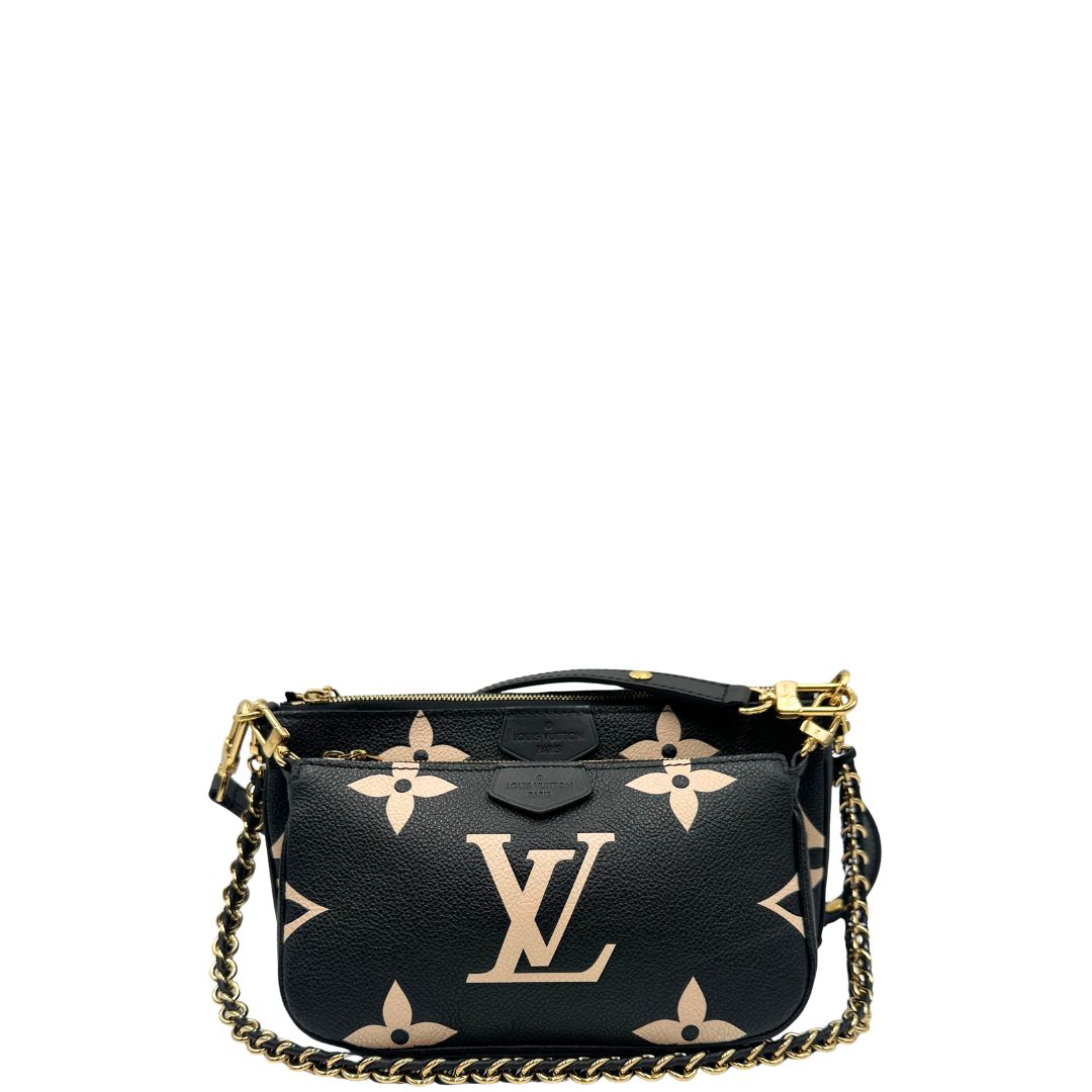 front  Borsa LV in pelle monogram empreinte nera e beige, di lusso, eccellenti condizioni, usata. 