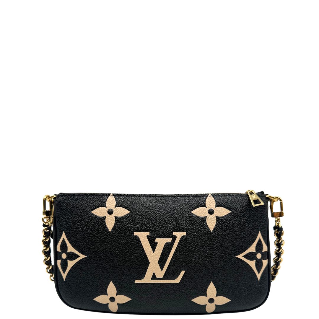 retro  Borsa LV in pelle monogram empreinte nera e beige, di lusso, eccellenti condizioni, usata. 