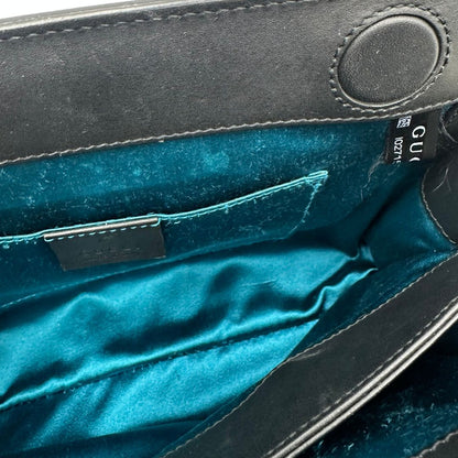 interno Tracolla Gucci Ophidia in pelle scamosciata nera con iconica striscia Web verde e rossa, di lusso, originale, ottime condizioni, usata, originale. 