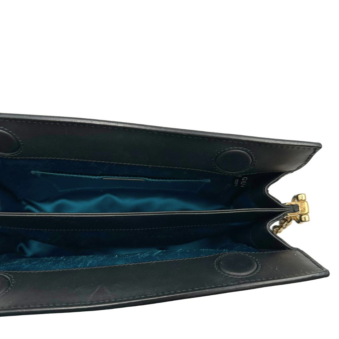 interno Tracolla Gucci Ophidia in pelle scamosciata nera con iconica striscia Web verde e rossa, di lusso, originale, ottime condizioni, usata, originale. 