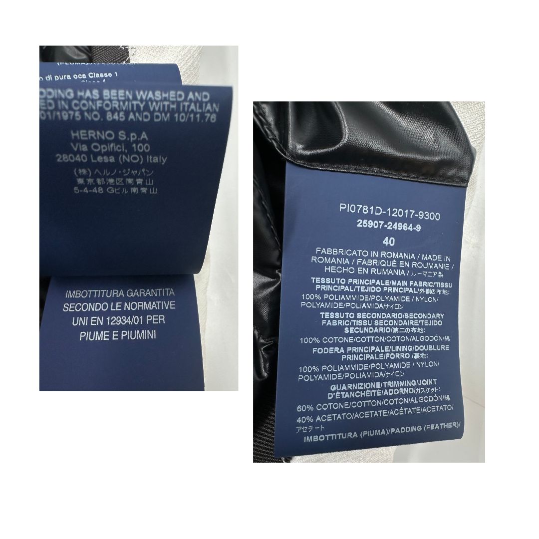 Piumino Herno nero trapuntato, di lusso, originale, ottime condizioni, usato