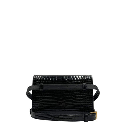 retro Marsupio Saint Laurent in pelle cocco nera, di lusso, originale, ottime condizioni, usato. 
