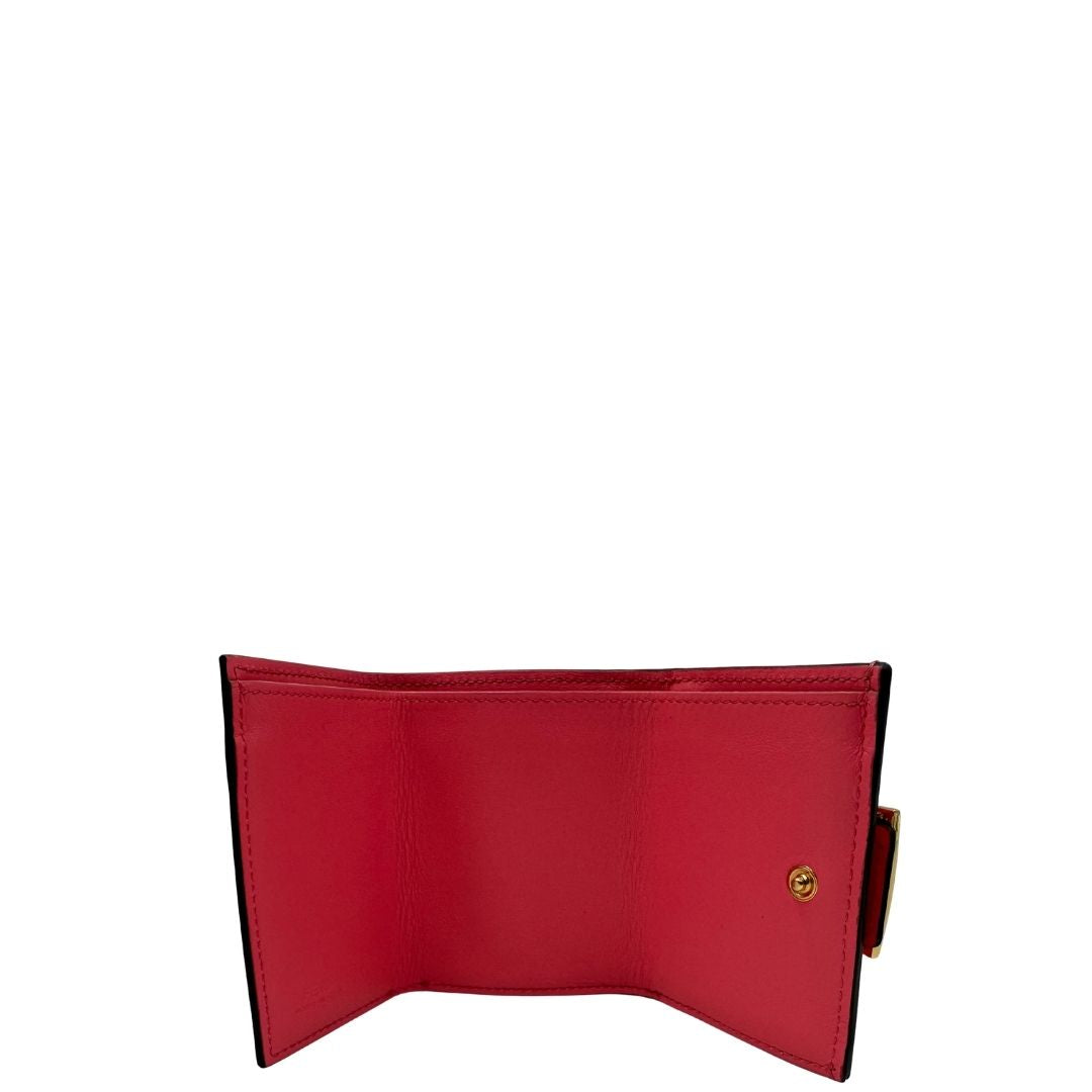 Portafoglio in pelle rosa con trama Zucca, di lusso, originale, ottime condizioni, usato.