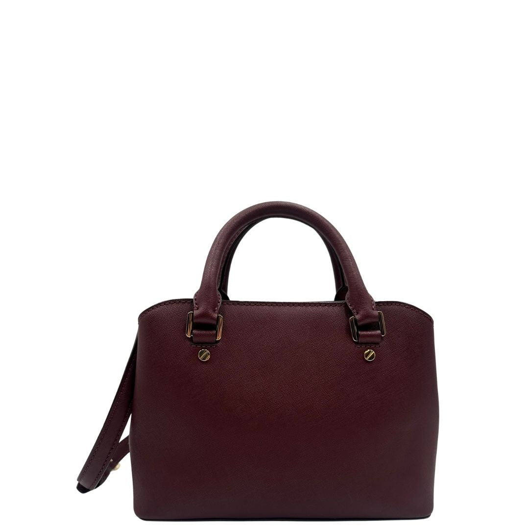 retro Borsa MK in pelle saffiano color vinaccia, di lusso, originale, ottime condizioni, usata. 