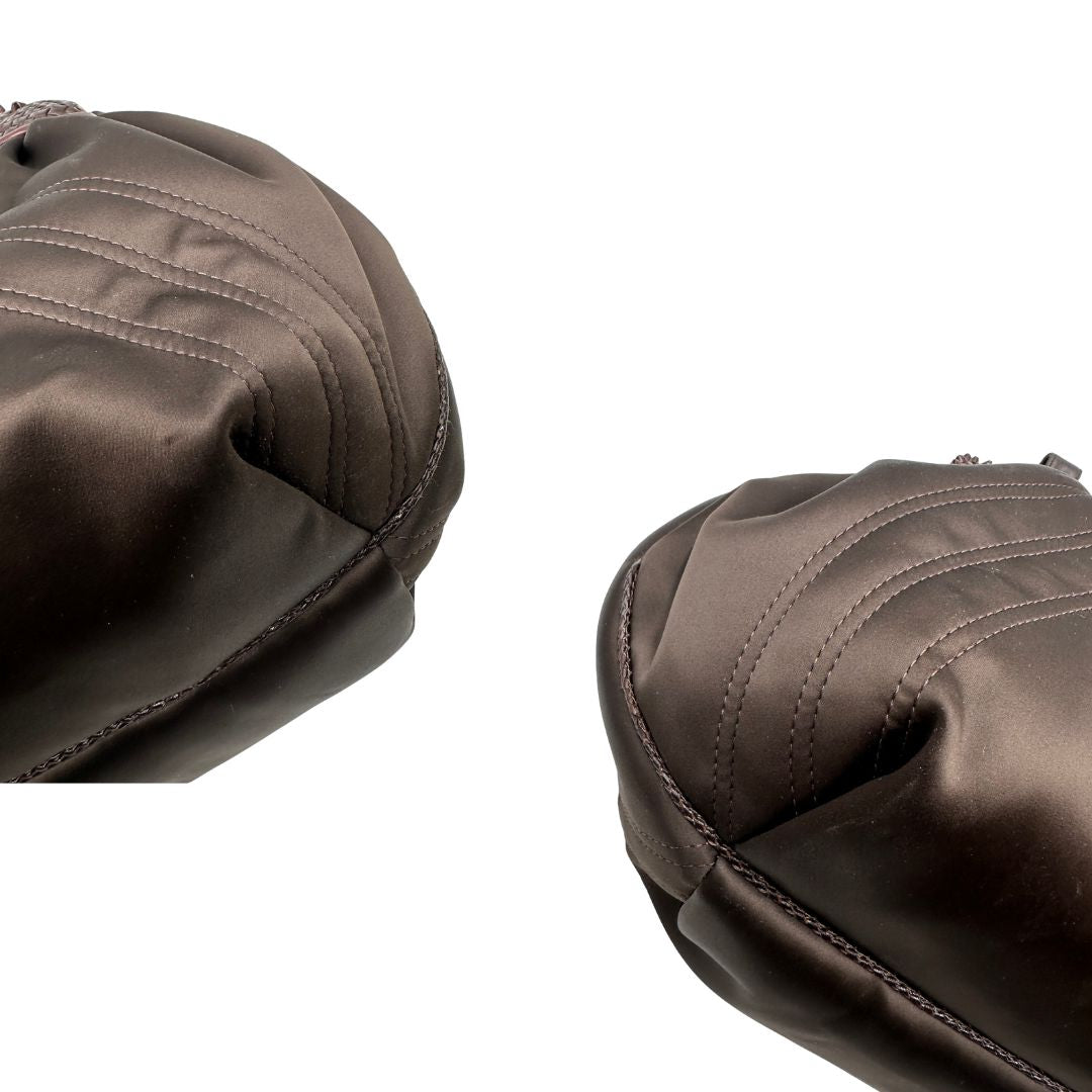 angoli borsa Fendi Spy marrone con interni trama Zucca, di lusso, originale, ottime condizioni, usata.  