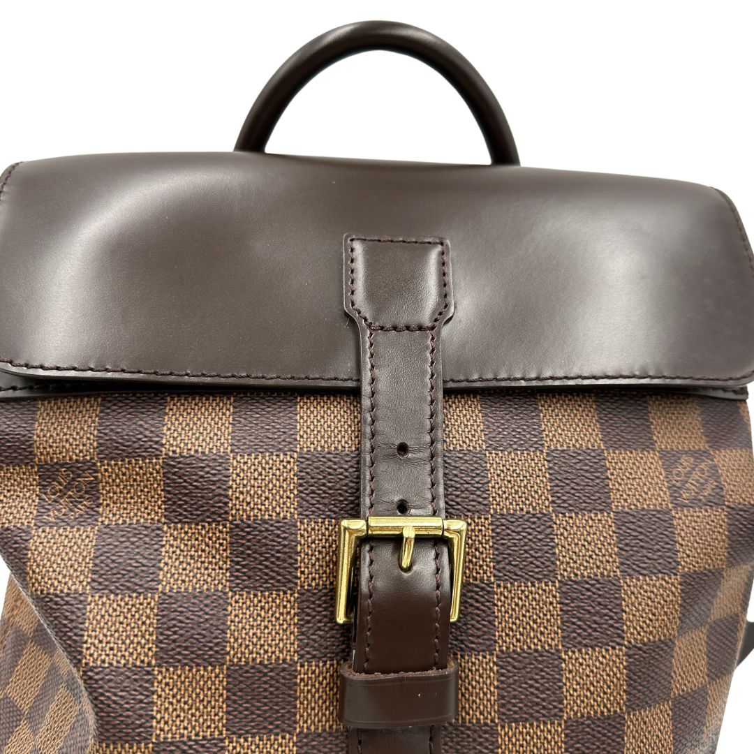 chiusura  Zaino LV Soho in canvas Damier Ebene, di lusso, originale, ottime condizioni, usato. 