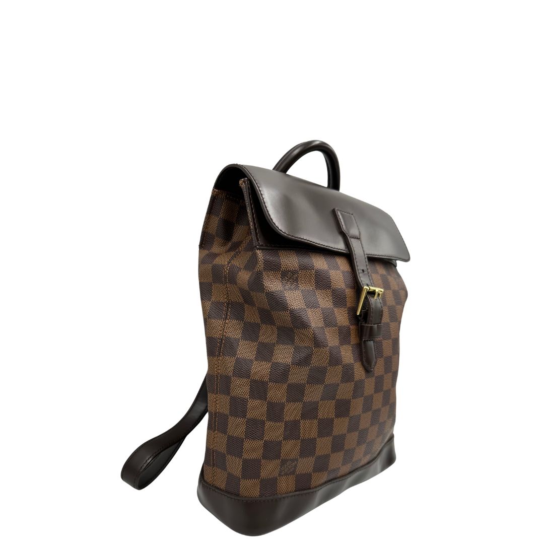 lato  Zaino LV Soho in canvas Damier Ebene, di lusso, originale, ottime condizioni, usato. 