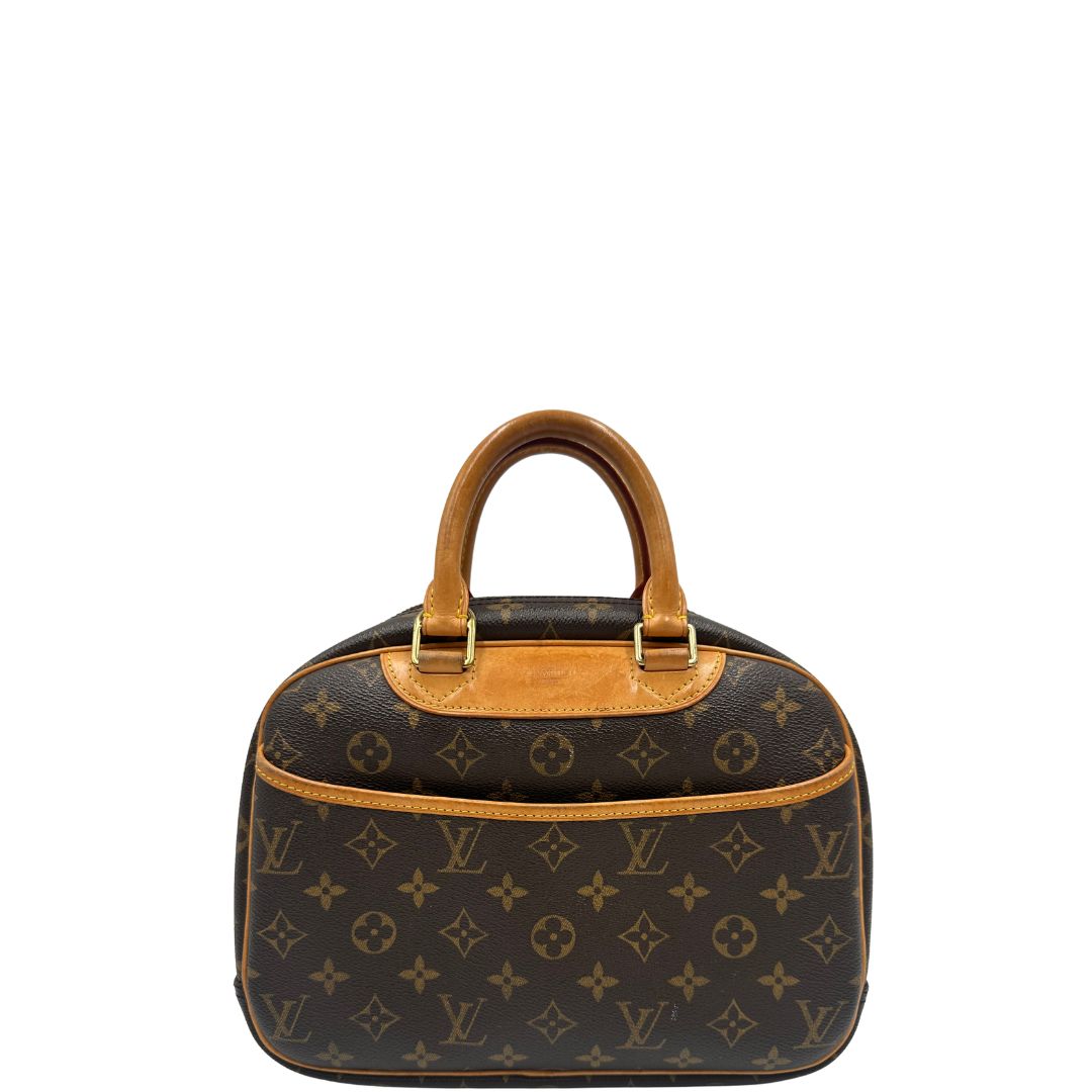 front Borsa LV Trouville in tela monogram e vacchetta naturale, di lusso, originale, ottime condizioni, usata.