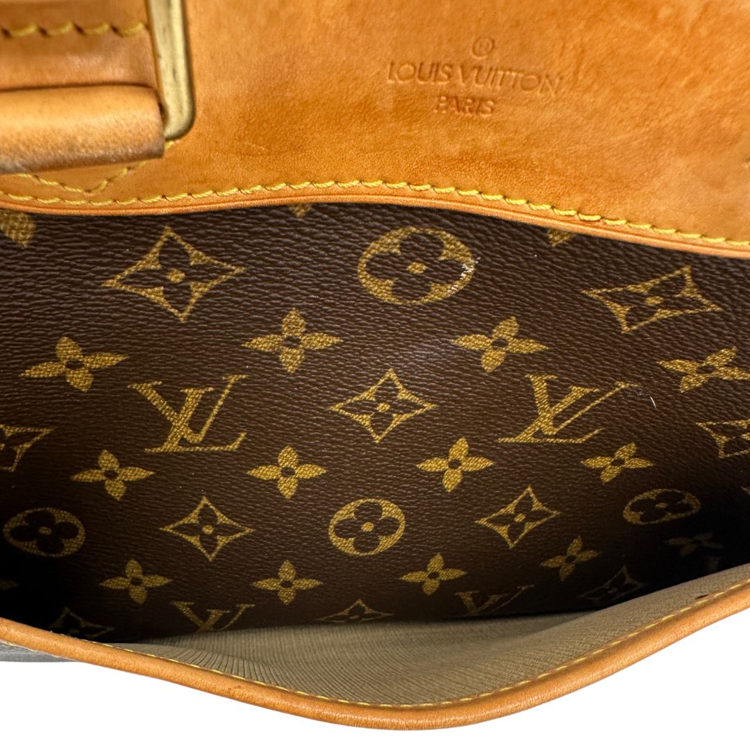 interno Borsa LV Trouville in tela monogram e vacchetta naturale, di lusso, originale, ottime condizioni, usata. 
