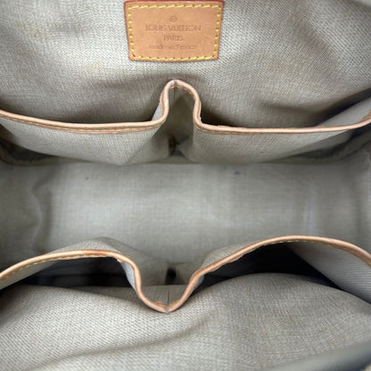interno Borsa LV Trouville in tela monogram e vacchetta naturale, di lusso, originale, ottime condizioni, usata. 