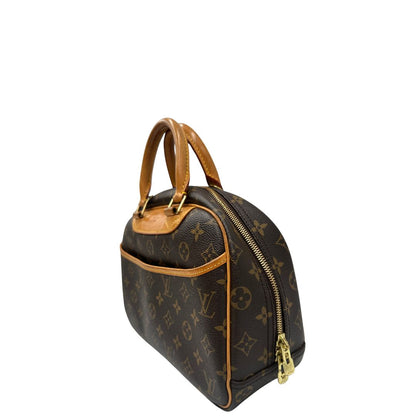 lato Borsa LV Trouville in tela monogram e vacchetta naturale, di lusso, originale, ottime condizioni, usata. 