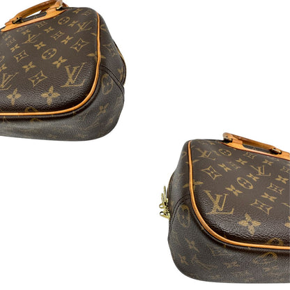 angoli Borsa LV Trouville in tela monogram e vacchetta naturale, di lusso, originale, ottime condizioni, usata. 