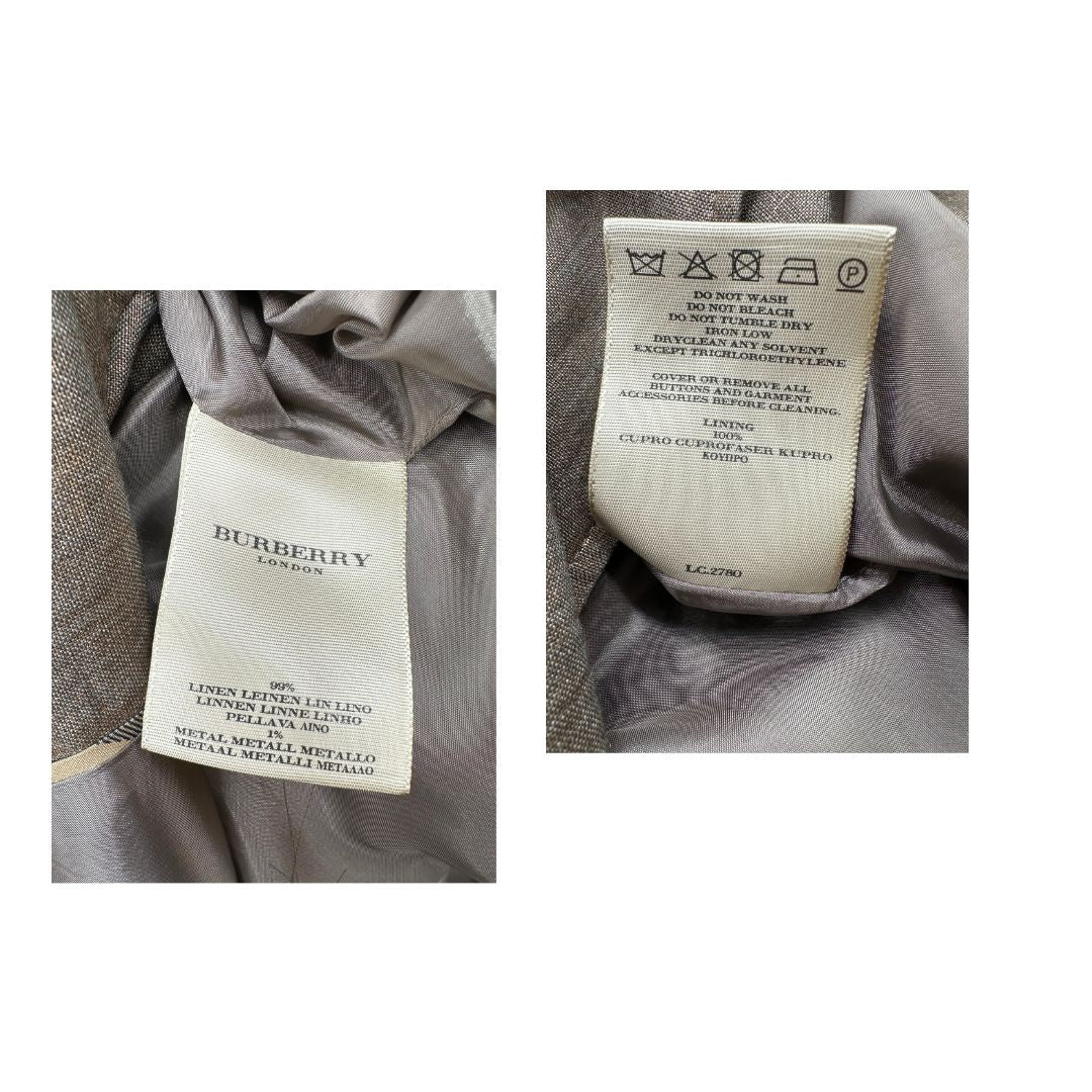 Trench Burberry in lino color bronzo laminato, di lusso, originale, ottime condizioni, usato.