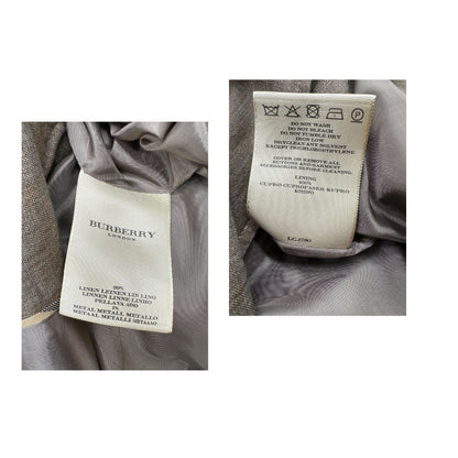 Trench Burberry in lino color bronzo laminato, di lusso, originale, ottime condizioni, usato.