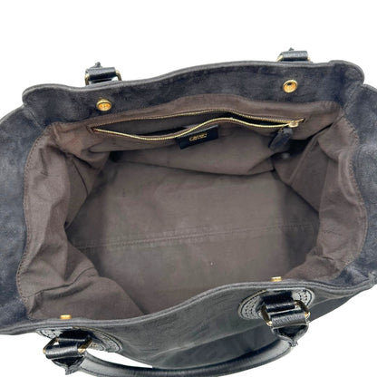 interno  Borsa Fendi Etniko in tessuto nero trama Zucca, indossabile a spalla, di lusso, originale, ottime condizioni, usata. 