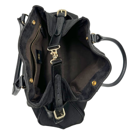 chiusura  Borsa Fendi Etniko in tessuto nero trama Zucca, indossabile a spalla, di lusso, originale, ottime condizioni, usata. 