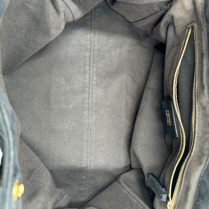 interno  Borsa Fendi Etniko in tessuto nero trama Zucca, indossabile a spalla, di lusso, originale, ottime condizioni, usata. 