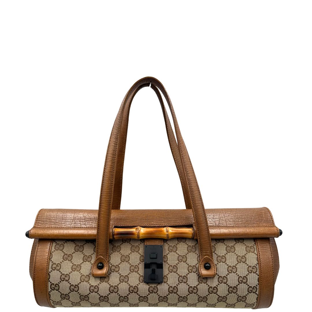 front Borsa Gucci in tessuto GG con dettaglio bamboo, di lusso, originale, ottime condizioni. 