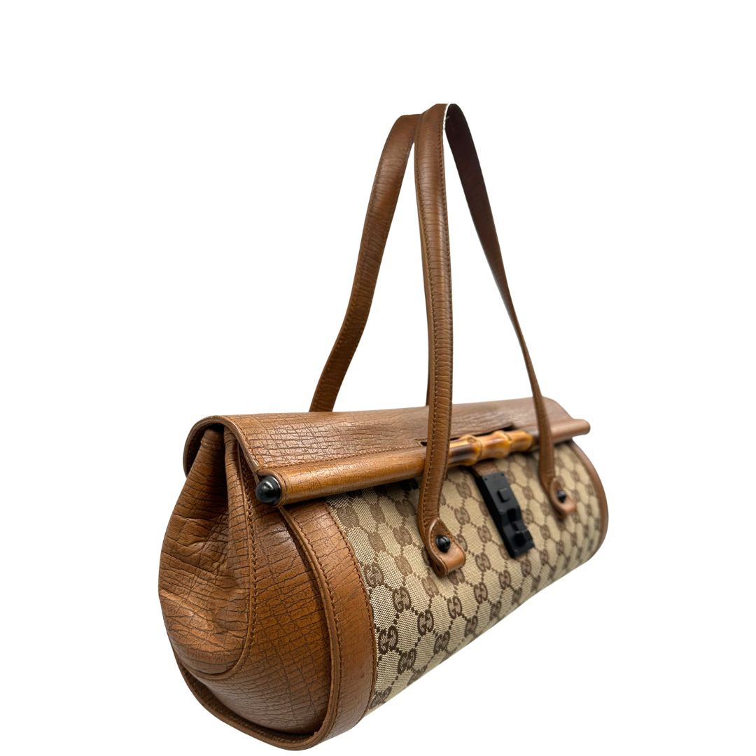lato Borsa Gucci in tessuto GG con dettaglio bamboo, di lusso, originale, ottime condizioni. 