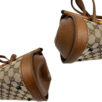 angoli Borsa Gucci in tessuto GG con dettaglio bamboo, di lusso, originale, ottime condizioni. 