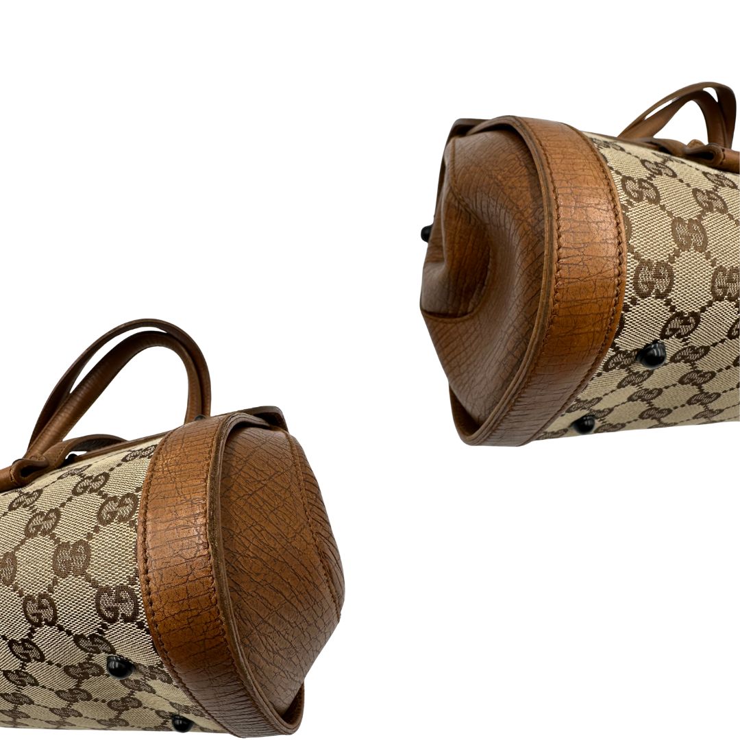 angoli Borsa Gucci in tessuto GG con dettaglio bamboo, di lusso, originale, ottime condizioni. 