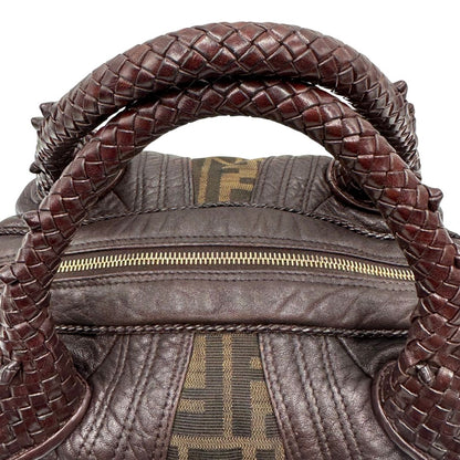 manici  Borsa Fendi Spy in tessuto trama Zucca e finiture in pelle, di lusso, originale, ottime condizioni, usata. 