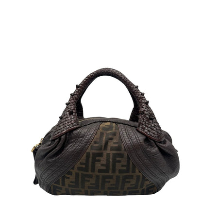 retro  Borsa Fendi Spy in tessuto trama Zucca e finiture in pelle, di lusso, originale, ottime condizioni, usata. 