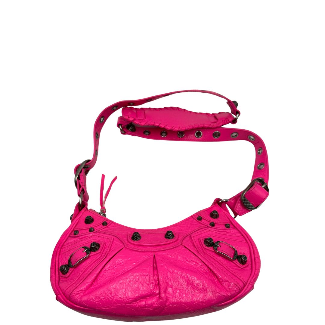 Borsa Le Cagole XS in pelle Arena fucsia, di lusso, originale, ottime condizioni, usata