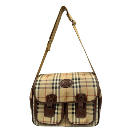 front Cartella Burberry in canvas trama tartan con finiture in pelle marroni, di lusso, originale, ottime condizioni, usata.