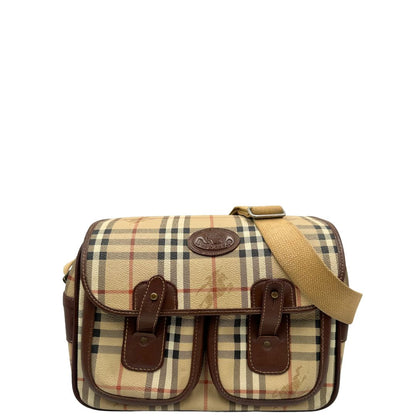 front Cartella Burberry in canvas trama tartan con finiture in pelle marroni, di lusso, originale, ottime condizioni, usata. 
