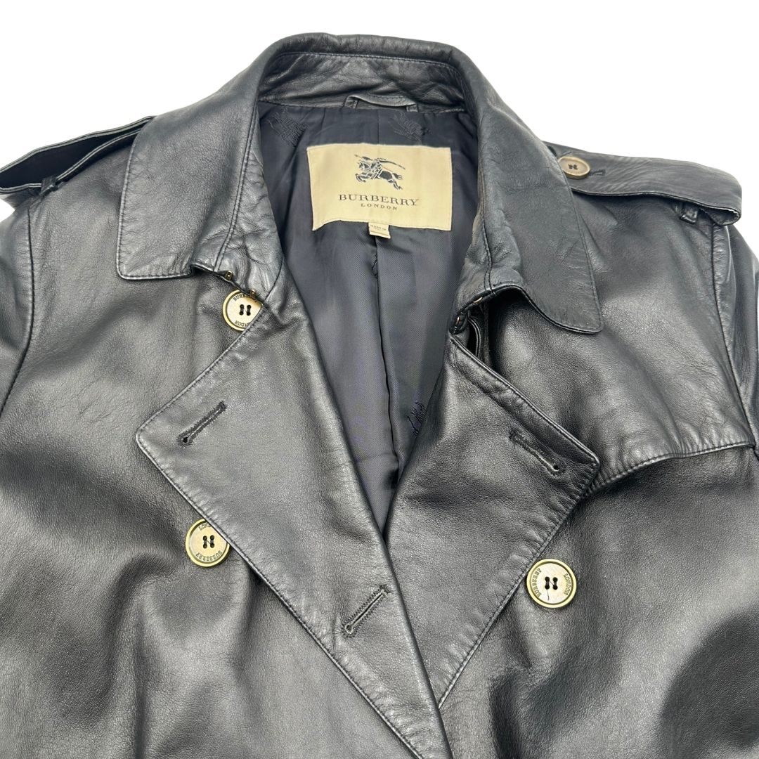 Trench di pelle Burberry nero tg. L