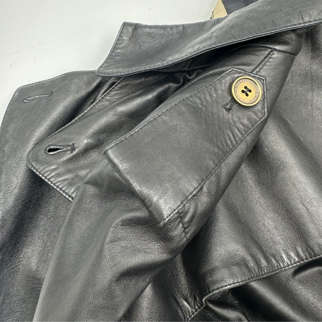 Trench di pelle Burberry nero tg. L